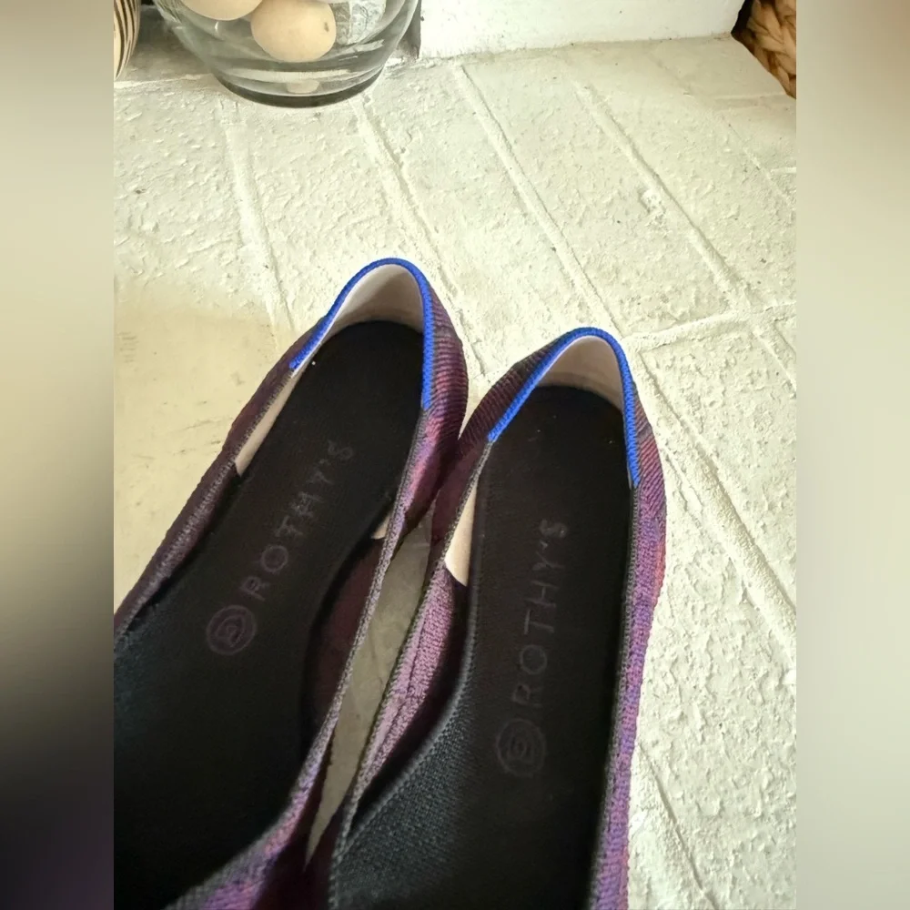 Rothys Cranberry plaid pointy toe flats sz 9.5 - Picture 5 of 8